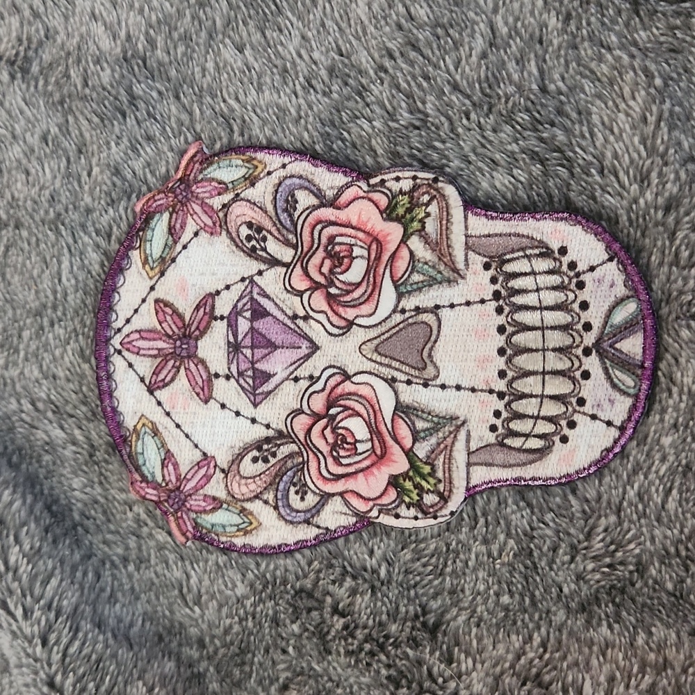 Day of the dead skull iron on patch